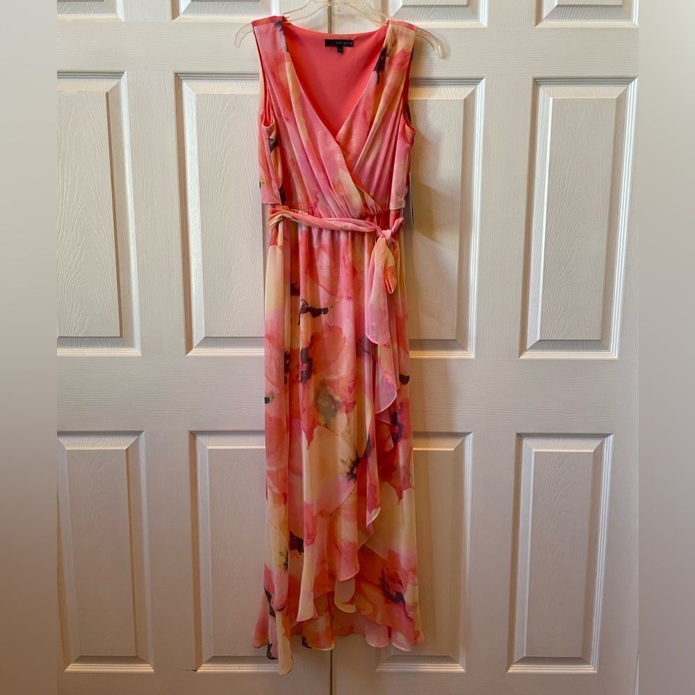 PINK FLORAL SLEEVELESS SANGRIA SURPLUS FRONT SIZE 6 - Picture 3 of 8